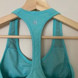 Lululemon blue Razorback tank with built in bra